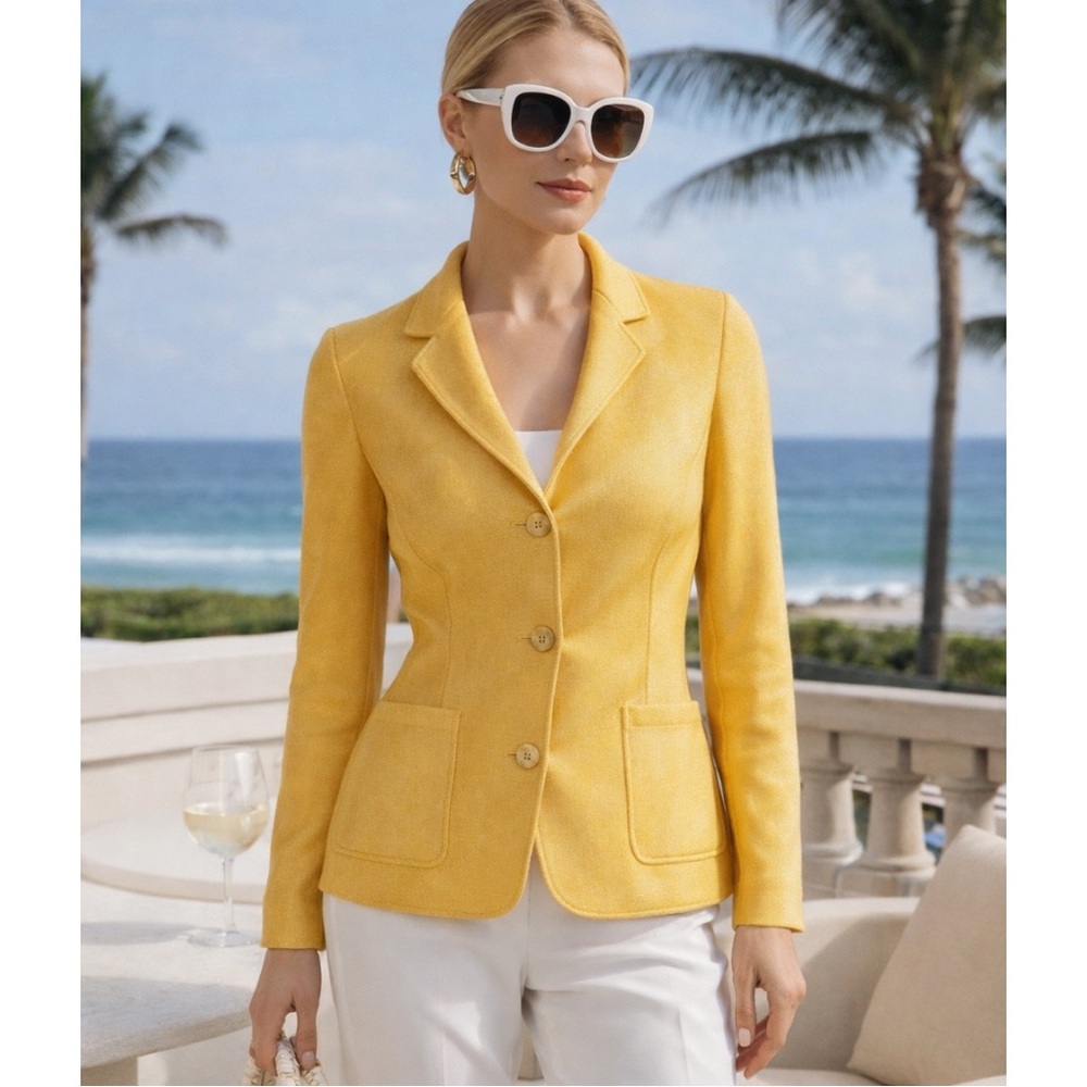 Colombo Cashmere Silk Blazer Yellow Hand Dyed Italian Leather Luxury Blazer 2